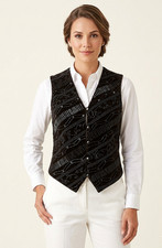 Vintage Carole Little Women Petites S Embroidered Velvet Vest Beaded Boho picture