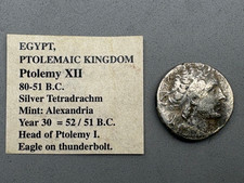 80-51 BC Ptolemy XII Ancient Greek Silver Tetradrachm NGC Ch VF 3/5 3/5 picture