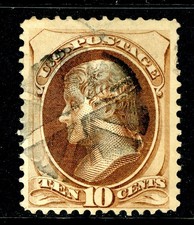 GANDALF - USA 1879 Jefferson 10¢ Brown Scott #188 VFU E521 picture
