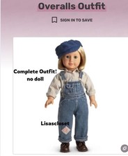 American Girl Doll KIT Complete Overalls Outfit Work Boots Hanger Shirt Hat picture