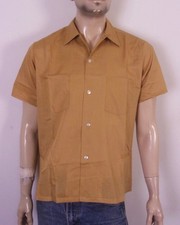 vintage 50s Penneys Towncraft Shiny Marigold Loop Collar Shirt Sharkskin M picture
