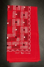 RED 1940's 50's Geometric Design Elephant TRUNK DOWN Fast Color Bandana Vintage picture