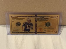 Tom Brady 24k Gold Foil $100 Note New England Patriots #12 Quarterback Football  picture