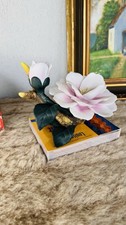 Vintage Porcelain Magnolia Flower Figurine on Branch Pink Camellia Hand Painted picture
