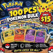 Pokemon TCG 100-Card Bulk Lot Assorted English Regular Pikachu Charizard picture