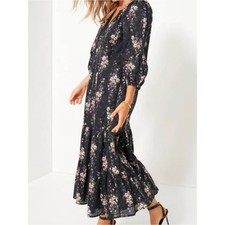 Tuckernuck Onyx Falling Flowers Bouquet Lyles Dress Size S picture