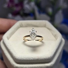 2CT Marquise-Cut VVS1 Moissanite Engagement Ring 14k Yellow Gold Plated picture