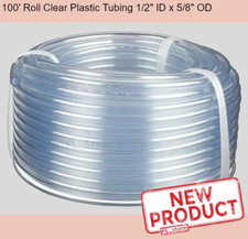 1/2 Inch ID x 5/8 In OD Clear Plastic Tubing Flexible 100 Feet Roll Tube NEW picture