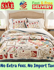 Pottery Barn Devin Embroidered Love Quilt, US Stock, No Import Fees picture