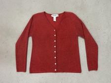 Joseph A Sweater Womens Medium Red Silk Blend Button Front Cardigan Shimmer picture