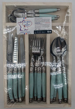 Laguiole Flatware by Jean Dubost | Turquoise | 24 Pieces plus Wood Tray picture