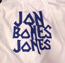 Men's Jon Bones Jones Autographed Athletic Shorts White/Blue S Beckett COA picture