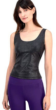 ID IDEOLOGY BLACK FOIL REPTILE EMBOSSED CROP TOP BUILT IN BRA SIZE  XL - NWT picture