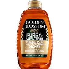 Golden Blossom Pure & Unfiltered Honey, 32 oz Plastic Bottle. Contains no additi picture