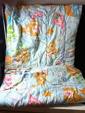 Vintage 1983 Care Bears Twin Sleeping Bag Quilted Pastel Blue Made In USA Fair picture
