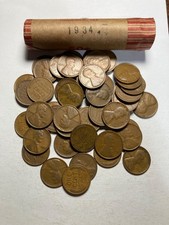 1934 (P) LINCOLN WHEAT CENT ROLL 50 coins in good or better condition picture