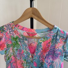 Lilly Pulitzer Golda Top Cay To My Heart Celestial Blue Floral Womens S NWT picture