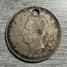 Ecuador 5 Sucres 1944 Mo Silver Coin XF But Holed picture
