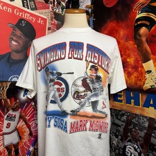 Vintage 1998 Cardinals vs Cubs MLB Homerun Tee Sosa McGwire USA Sz Large picture