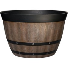 Southern Patio 10000-03313 15.5 in. HDR Whiskey Barrel Planter - Natural Oak picture