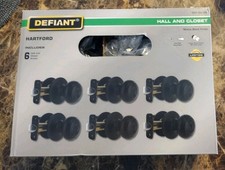 6 Defiant Hartford Matte Black Hall and Closet Door Knob Contractor 6 Pack picture