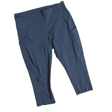 Lululemon Fast and Free Crop II Leggings Women's 10 Navy Blue High Rise picture