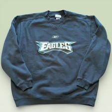 Y2K Philadelphia Eagles Sweatshirt Mens Large Black NFL Reebok Crewneck picture