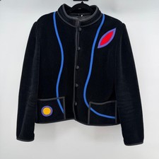 Vintage Artisan Jacket Handmade Finland Black Cotton M Annikki Karvinen picture