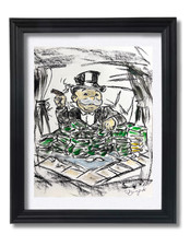 Guajardo Art Original 4x4 Expressionist Monopoly Man Money Table Painting Signed picture