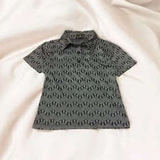 Authentic Vintage Fendi Jeans FF Monogram Polo Shirt Gray Black Made in Italy picture