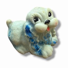 Vintage 1960 Ideal Rubber Squeak Blue Dog Toy Cocker Spaniel Kitsch Cute Old picture