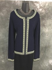 BEAUTIFUL St John collection jacket knit blue green suit blazer size 12 picture