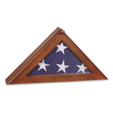 New Elegant Wood Funeral Flag Display Case Oak picture