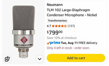 Neumann TLM 102 Large Diaphragm Condenser Cardioid XLR Mic w/ Shock Mount picture