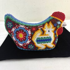 Vintage Huichol Beaded Mother Hen Handmade Mexican picture