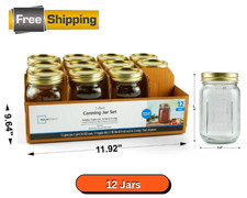 Regular Mouth 16 Oz Mason Jars 12Pk, Pint Canning Jars and Lids, Bulk Glass Jars picture