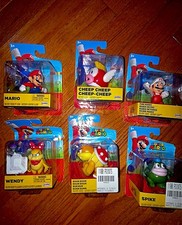 JAKKS Pacific Super Mario 2.5in Figure Set Mario: Fire Mario,Cheep-Cheep/6 TOTAL picture