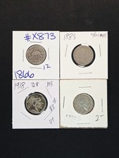 1866 Shield 1883 No Cents V Nickel 1918 1930-S Buffalo Nickel 4 Coin Lot Antique picture