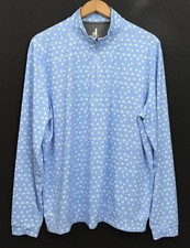 Johnnie-O Men's Jeffe Prep-Formance 1/4 Zip Golf Pullover Blue Palm Print Size L picture