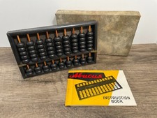 Vtg Japanese Abacus 1957 Mr Y Fujimoto 9 Rod Wood Case w/Original Box & Booklet picture