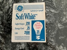 VINTAGE Old GE SOFT WHITE 25 WATT LIGHT BULBS 2 PACK USA NEW OLD STOCK picture