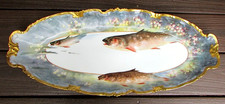 Antique Limoges France Fish Platter 24 Inch Coiffe Gold Gilt Trim Signed DuBois picture