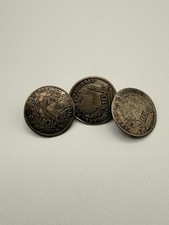 3 Antique Bavarian Silver 10 Kreuzer Coin Buttons Patrona Bavariae 18th C picture