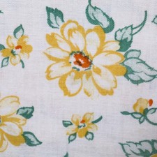 Vtg Feedsack Fabric 1940s Old 18x21 Yellow Orange Green Floral Flowers Floursack picture