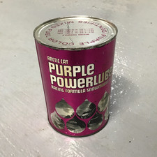 Vintage Arctic Cat Purple Powerlube Snowmobile Oil Can 1 Qt Full Sealed 1970s picture
