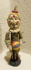 Vintage Poliwoggs Folk Art Jointed Clown Figurine 6.25
