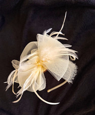Vintage Ivory Feather Fascinator Headband Bridal Wedding Cocktail Hat Hairpiece picture