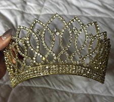 Vintage Gold Rhinestone Beauty Pageant Winner Tiara-Women’s One Size-Adjustable picture