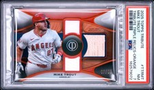 2025 Topps Tribute Triple Relics Orange Mike Trout GAME-Used /25 PSA 7 picture