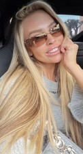 Miu Miu MU A51S 5AK20P Unisex Rectangle Sunglasses in Gold with Brown Lens 100% picture